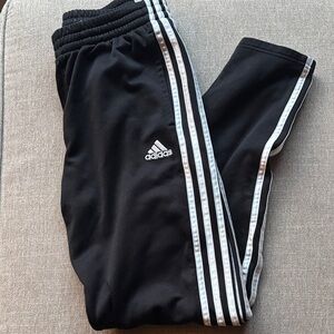 Adidas Kids Black Joggers with White Stripes